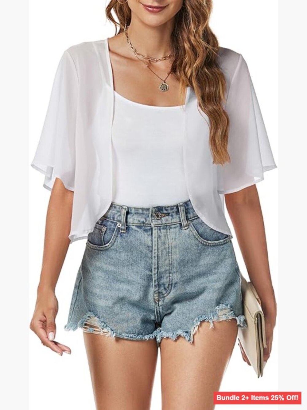 Sheer Chiffon Shrug Cardigan Open Front Short Sleeve Loose Fit